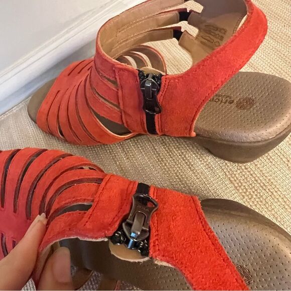 Eric Michael Red/Orange Suede Lara Strappy Sandal Made in Portugal Sz 41 EU - Picture 13 of 16